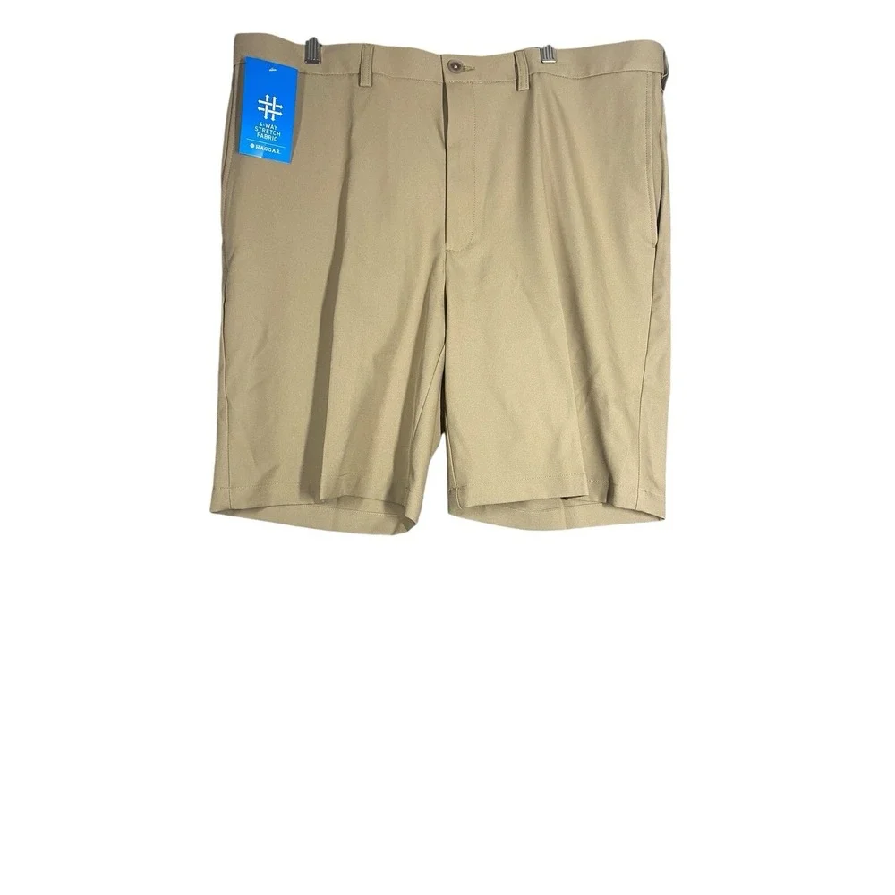 Haggar Mens Big & Tall Cool 18 Pro Shorts in Khaki Size‎ 40W